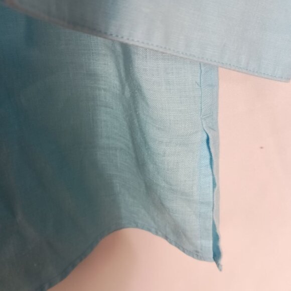 Chico’s No Iron 100% Linen Button Up Blouse Blue Women’s Size 2 (L/12) - Picture 3 of 9